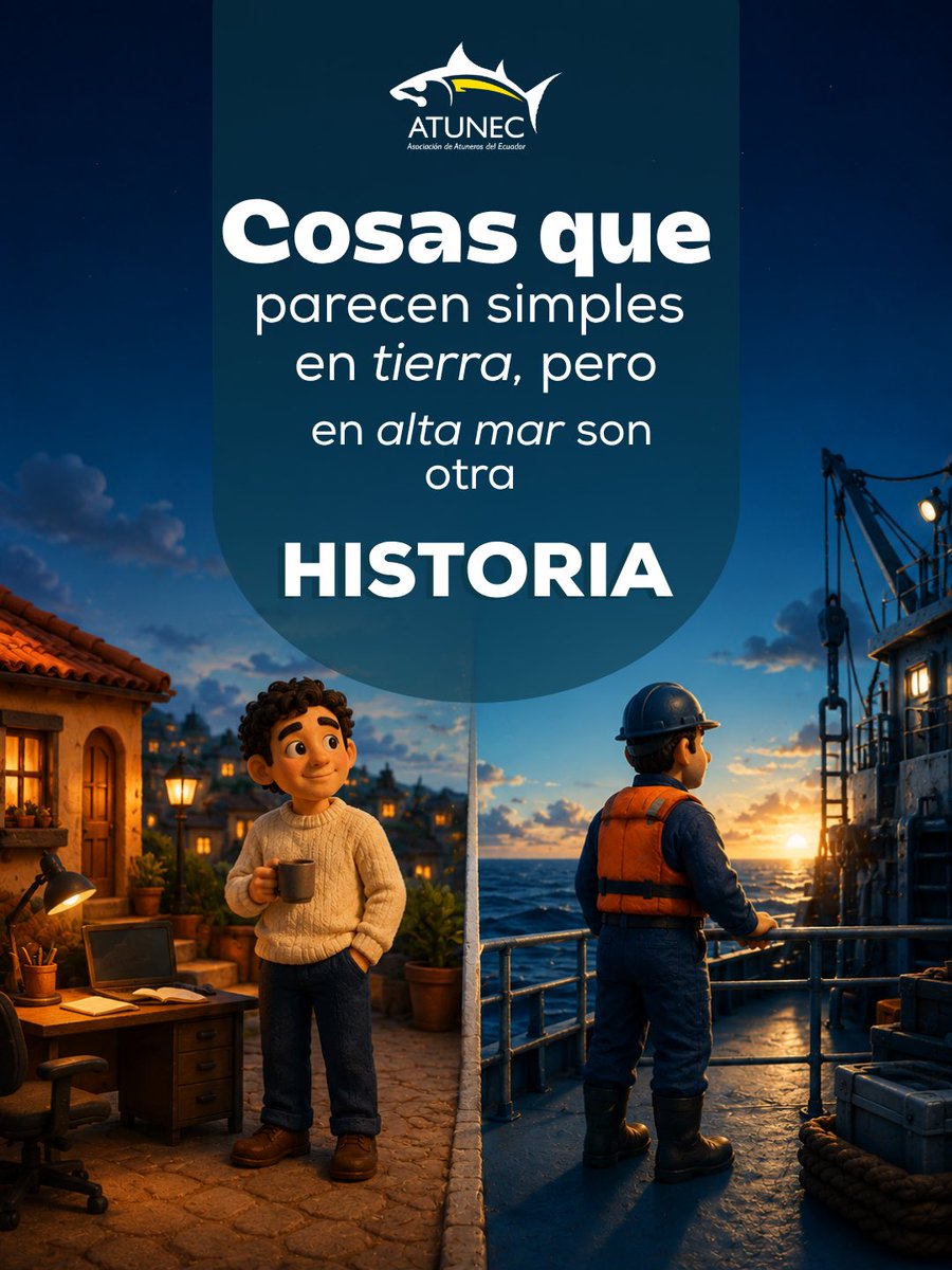 AtunecEC's tweet photo. Dormir, cocinar y trabajar parecen tareas de todos los días. En alta mar, cada una exige adaptación, coordinación y compromiso. 🌊⚓ Así transcurre la vida de quienes sostienen con esfuerzo y responsabilidad al sector pesquero. ⛴️🐟 https://t.co/RRIZcRyhcF