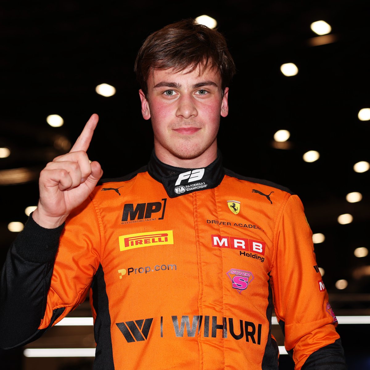 Formula3's tweet photo. BACK ON POLE! 🤩☝️

Tuukka Taponen claims his second @aramco pole position of the season, and will start Feature Race 2 from the front of the field 👊

#F3 #SpanishGP https://t.co/UqZVMK9voI