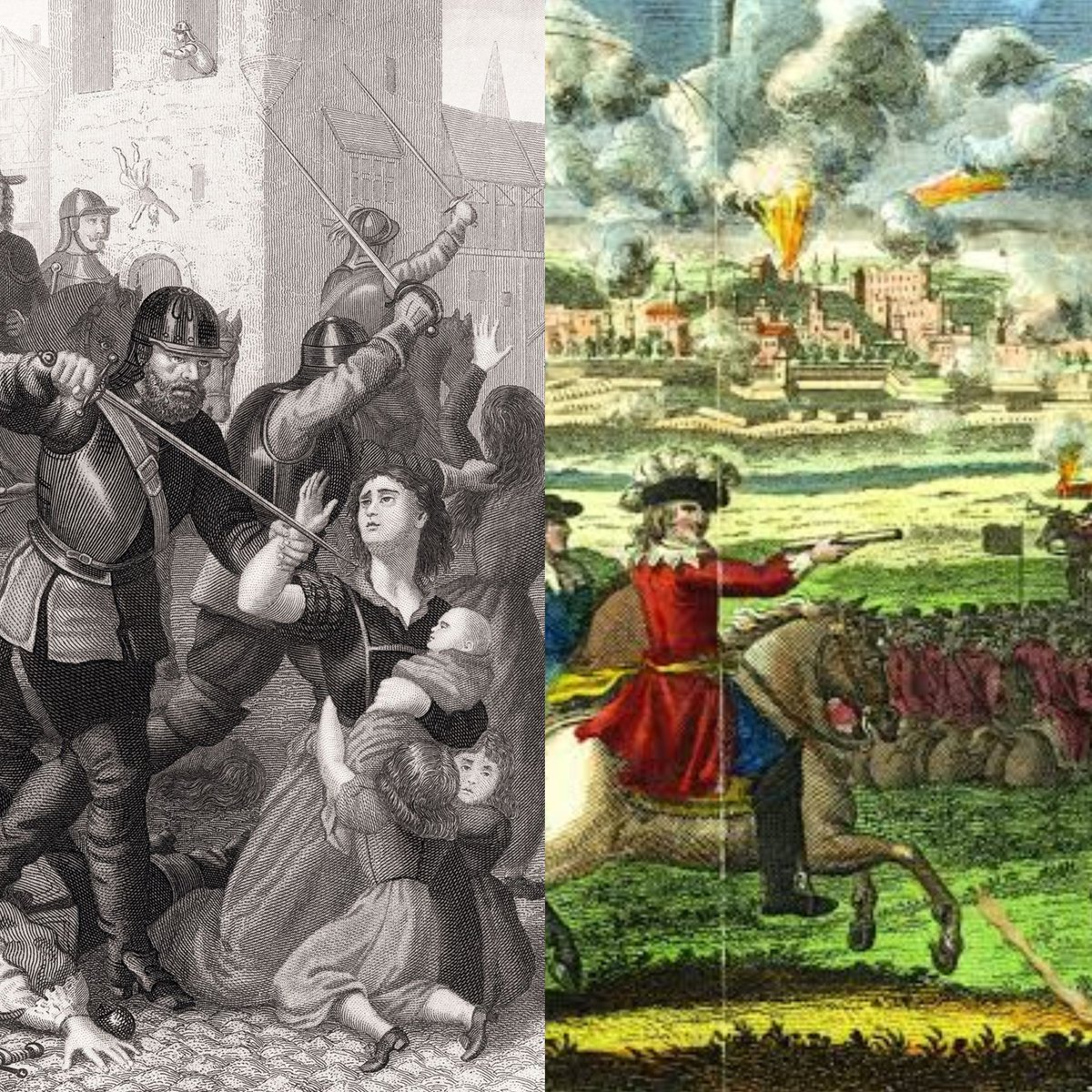CatholicArena's tweet photo. Ireland's 9/11 

On September 11th 1649, English Protestant Oliver Cromwell stormed Drogheda with his army, massacring thousands of people and specifically targeting Catholic clergy 

• Cromwell's men set fire to the steeple of Saint Peter's Church as people sheltered inside it, burning over 100 people alive
• Priests, nuns and monks were massacred on sight 
• Surrendering troops defending the town were cowardly massacred after surrendering their arms 
• Officers were beheaded and had their heads impaled on pikes in public 
• The Governor of the town was beaten to death with his own wooden leg 
• Many local Catholics were rounded up and transported to be SLAVES in Barbados 

Cromwell called the violent slaughter of innocent people a 'righteous judgement of God'