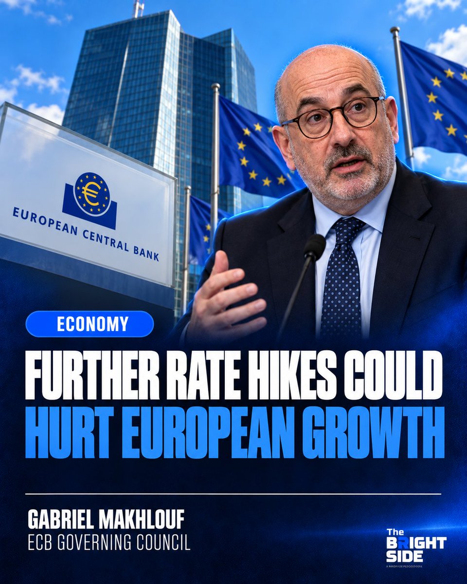 Brightside_eu's tweet photo. 🇪🇺 ECONOMY | ECB policymaker Gabriel Makhlouf says Middle East tensions could prolong energy-driven inflation, but major rate rises could damage growth. 
Europe must restore price stability without deepening stagnation. #ECB

https://t.co/QiVakrGh4w https://t.co/mKJLE2nqab
