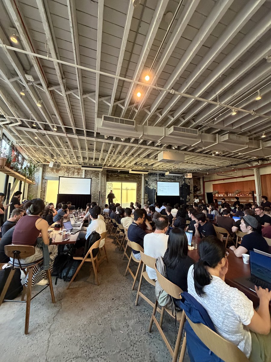armstrongships's tweet photo. Vercel knows how to host an event! Went to eve’s eves last night and they killed it.

Talked to a ton of founders who BUILT agents that basically replaced some large AI companies startups today, in just one hour… https://t.co/oQlKfZZ7RR