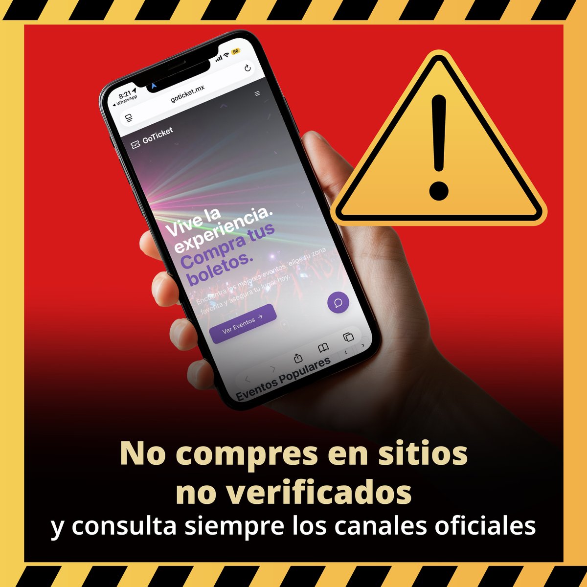 Profeco's tweet photo. 🚨 Aviso importante 🚨

Profeco detectó la difusión de supuestas fechas de conciertos de @LMXLM en México para 2027 a través de #GoTicket, plataforma que no es una boletera oficial.

Al momento del monitoreo, estas fechas tampoco han sido anunciadas en los canales oficiales del artista.

Se recomienda no realizar compras hasta confirmar la autenticidad del evento y del sitio de venta.

#Profeco #Boletos #VentaDeBoletos #Conciertos #CompraSegura