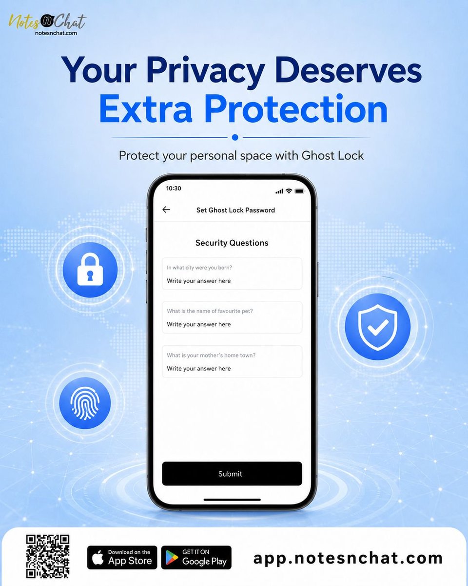 notesnchat's tweet photo. Your privacy deserves extra protection. 🔐
Keep your personal space secure with Ghost Lock—an added layer of protection designed to keep your information private and secure. 🛡️📱

 https://t.co/inS338lpDS 

#PrivacyProtection #GhostLock #DigitalPrivacy #MobileSecurity #NotesnChat https://t.co/dSIPlZFWM3