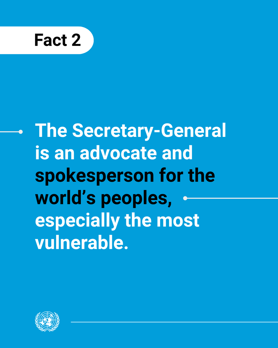 UN's tweet photo. Diplomat
Advocate
Civil servant

Swipe through to learn more about the Secretary-General &amp; his vital role as the highest official of the United Nations. https://t.co/S71VYq5bRB