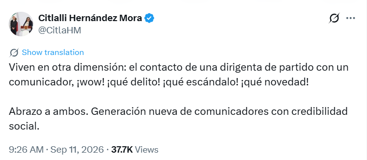 MLopezSanMartin's tweet photo. Siempre hay un tuit

Lo que antes decían que era una “vergüenza”, hoy lo defienden...

Citlalli Hernández hace maromas para intentar minimizar que Ariadna Montiel le dé línea al palero Manuel Pedrero  👇 https://t.co/gJxz4zr9p8