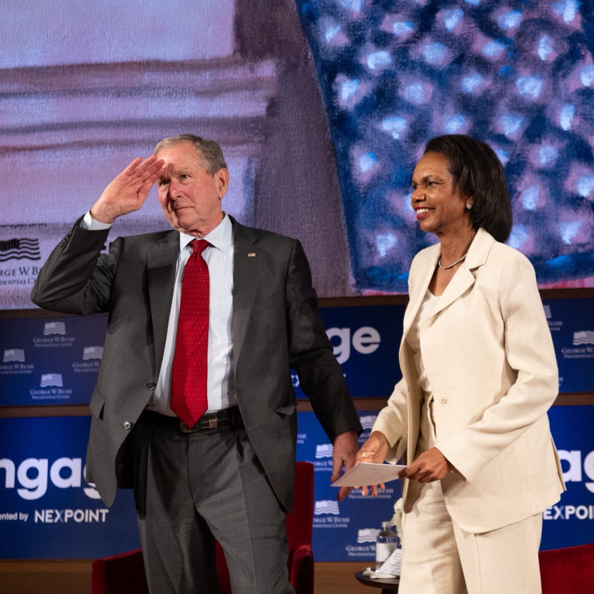 SMU's tweet photo. One of the many privileges of being a Mustang is having @TheBushCenter on our own campus. On Wednesday our community heard from President George W. Bush and former Secretary of State @CondoleezzaRice, reflecting on 25 years since 9/11.

Images c/o: Grant Miller/George W. Bush Presidential Center