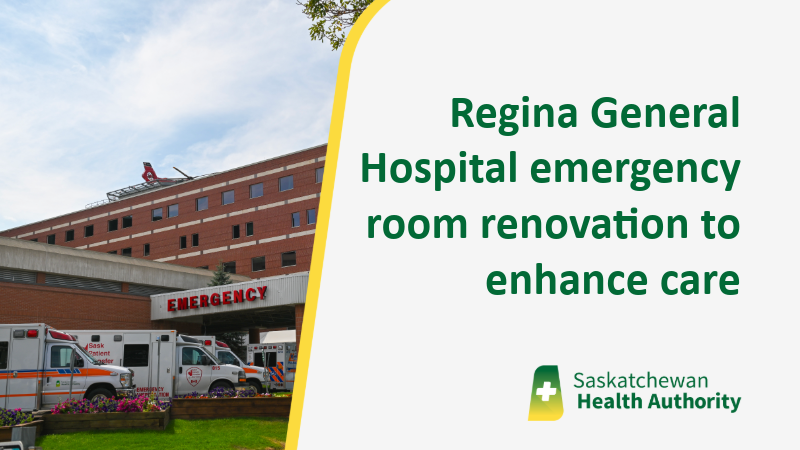 SaskHealth's tweet photo. Renovations to the entrance of the Regina General Hospital’s emergency department (ED) on September 14, 2026, following a $1.9 million investment by @SKGov to enhance patient care. https://t.co/nwQizJDADC https://t.co/pbvfzjQLZ4