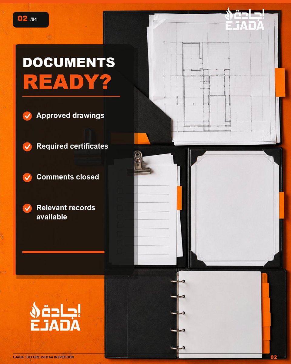 ejadasafety's tweet photo. Before Istifaa Inspection: Fire &amp; Life Safety Readiness Checklist

Which item creates the most last-minute pressure before inspection?

#Istifaa #CivilDefence #FireSafety #AuthorityInspection #FireEngineering #ProjectReadiness #EjadaSafety #EjadaSafetyUAE #EjadaAbuDhabi https://t.co/zODjlqztcS