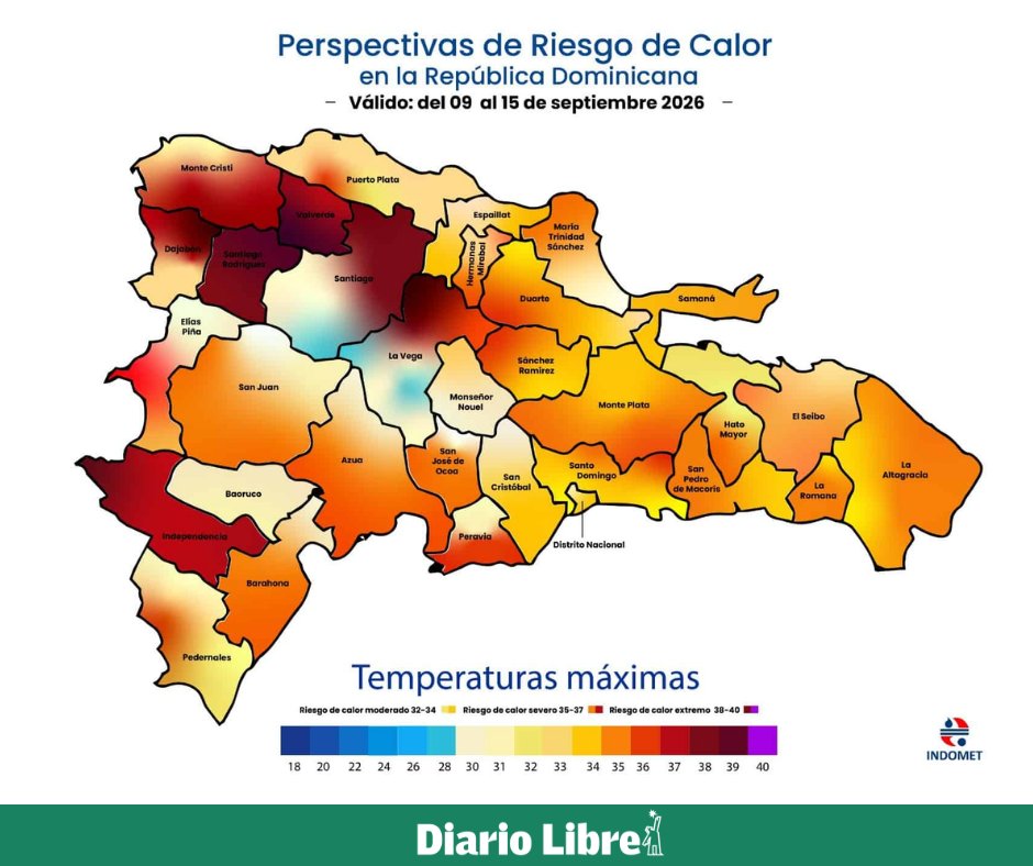 DiarioLibre's tweet photo. 🌤|#ClimaDL| RD seguirá bajo calor severo a extremo: Mao llegó a coquetear con los 40 grados

https://t.co/0yOPRcWkKn

#DiarioLibre #Calor #CalorExtremo #PolvodelSahara #PlanetaDL https://t.co/fuf4fb32Fz