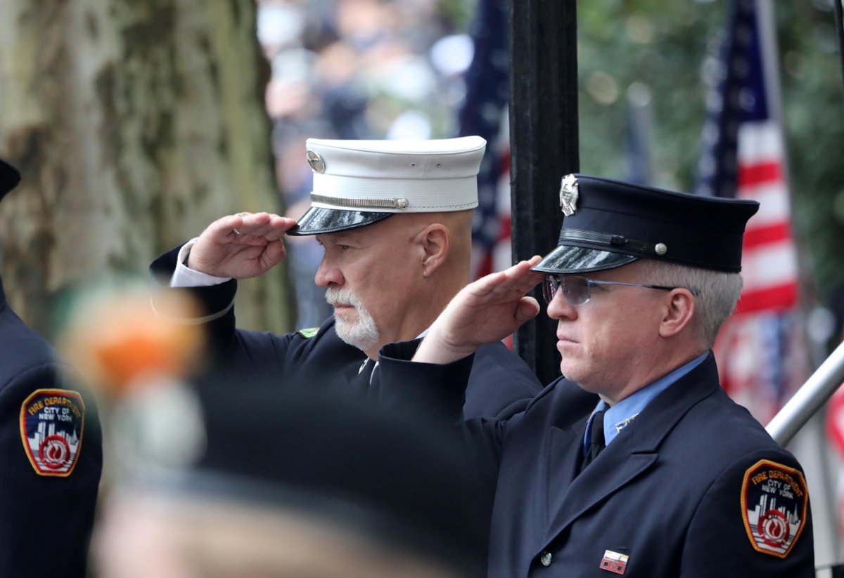 FD4D's tweet photo. Today, The Nation Mourned those lost to the September 11, 2001, attacks and the Memory of those who we continue to lose. It’s important to keep in mind that America, New York City, Washington DC and Shanksville, Pennsylvania, were deliberately attacked. The New York City Fire Department, the nation's largest fire department, suffered a tremendous loss on that day. This week, the FDNY has had several ceremonies, including this one today at New York City's Firemen's Memorial. The Firemen's Memorial was dedicated in 1913. To the men of the Fire Department of the City of New York who died at the call of duty, soldiers in a war that never ends this memorial is dedicated by the people of a grateful city,  Erected MCMXI. The monument serves as a permanent reminder of the service of those lost to the people of New York City. (Imagery David Burns/@FD4D) @FDNY @FDNYFC @FDNYFoundation @UFANYC @UFOA854 @NYCEMSwatch