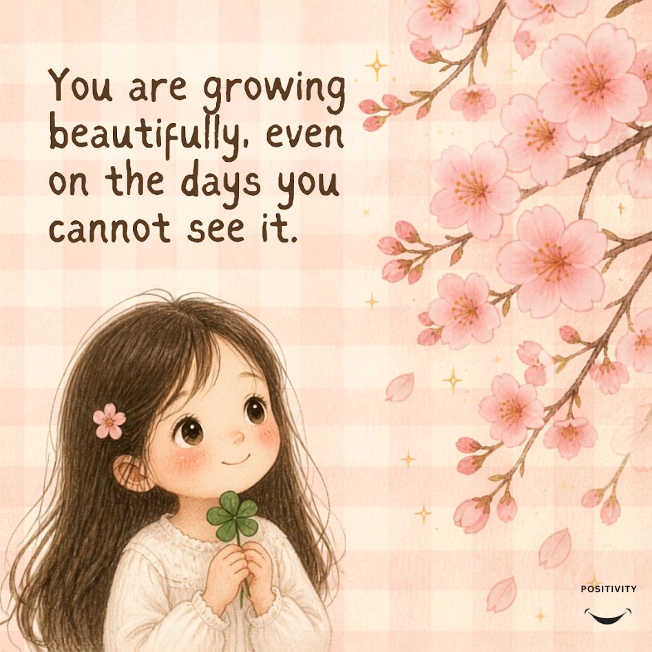 PositivitySaid's tweet photo. Sometimes growth is so quiet that you don’t even notice it happening.

You’re changing in little ways — becoming stronger, learning from what hurt, choosing yourself a little more, and slowly becoming someone you’re proud of.

So if today feels like you’re not making progress, be gentle with yourself. 

You’re still growing. You just might not be able to see it yet.

Keep going. Your story is still unfolding. 

Save this for the days you need a little reminder.