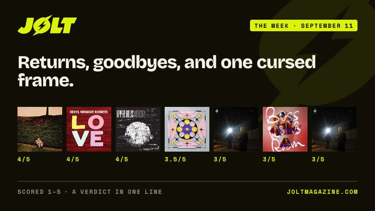 JOLT_Magazine's tweet photo. Lucy Dacus, Dexys, Upper Wilds, Mike D — four returns, three goodbyes, one cursed frame. All 4/5 or better talk. A thread: ⚡ https://t.co/Xq5NNYgfLr