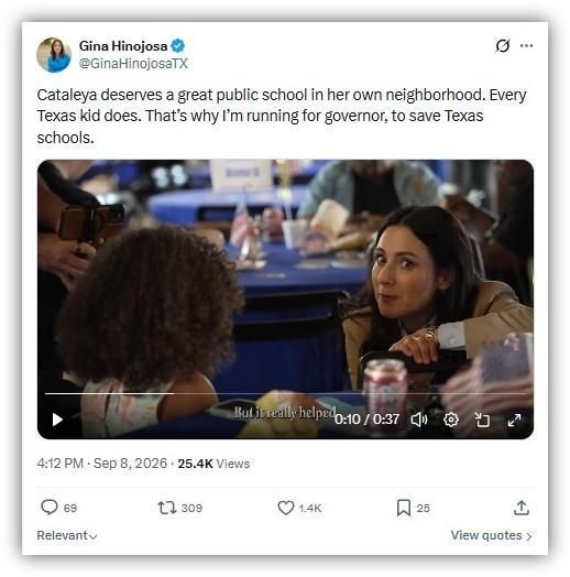 Screenshot of the original image as shared on X by @GinaHinojosaTX