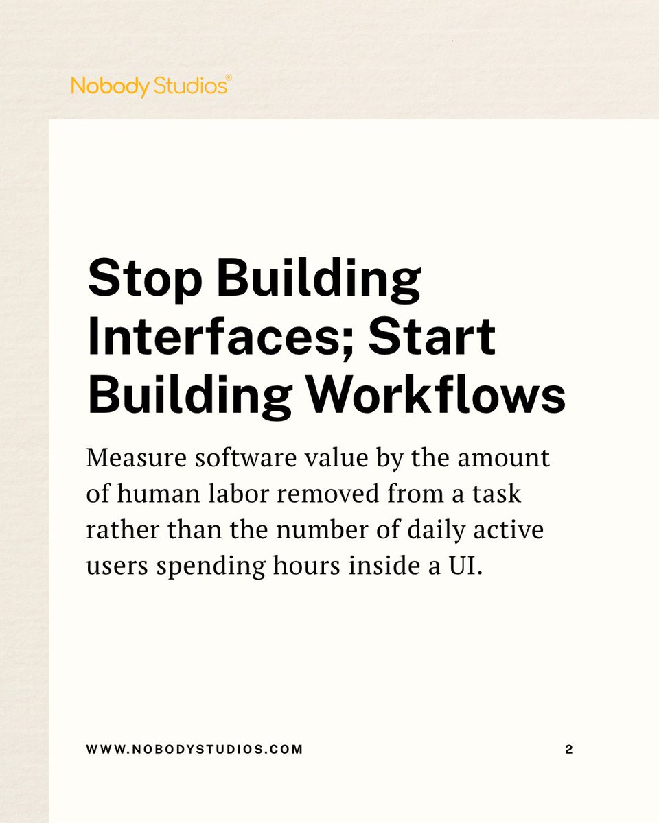 NobodyCrowd's tweet photo. Software is evolving from tools you use to systems that execute the work for you.

Key shifts:
• Measure work removed, not screen time
• Balance AI flexibility with hard guardrails
• Capture context that gets smarter over time

Full article: https://t.co/70QsrOEj2E

#NS https://t.co/w1vwxzL9vN