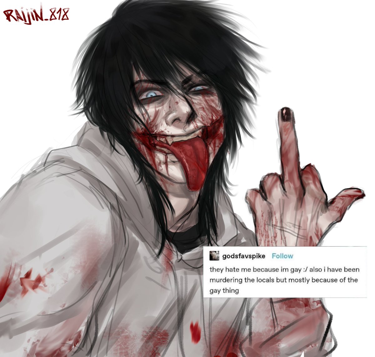 Raijin_39's tweet photo. Sketch 
#creepypasta #jeffthekiller https://t.co/a324tCuM2l