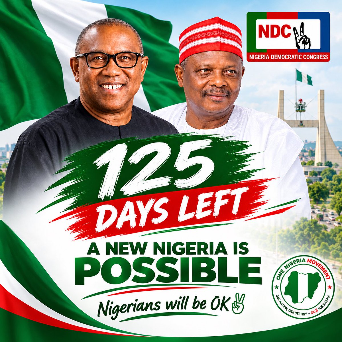 OneNigmovement's tweet photo. 🇳🇬 125 days to go.
The future of Nigeria belongs to all of us.
Let’s stay informed, participate peacefully, and make our vote count.
Your Vote. Your Voice. Your Nigeria.
#NigeriaWillBeOK #Election2027 #Yourvotemustcount #onenigeriamovement https://t.co/ineamO14Yx