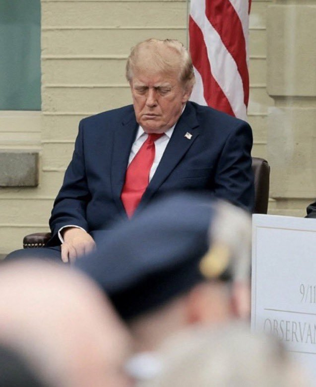 Damaan4u33's tweet photo. 83 yrs old Joe Biden is battling Stage 4 cancer, yet he and his wife stood for HOURS as the names of 9/11 victims were read.  

Donald Trump fell asleep at the 9/11 event at the Pentagon. 

He couldn't even stay awake. He is an embarrassment to the nation and the office he holds. https://t.co/7QqxgP3nxZ