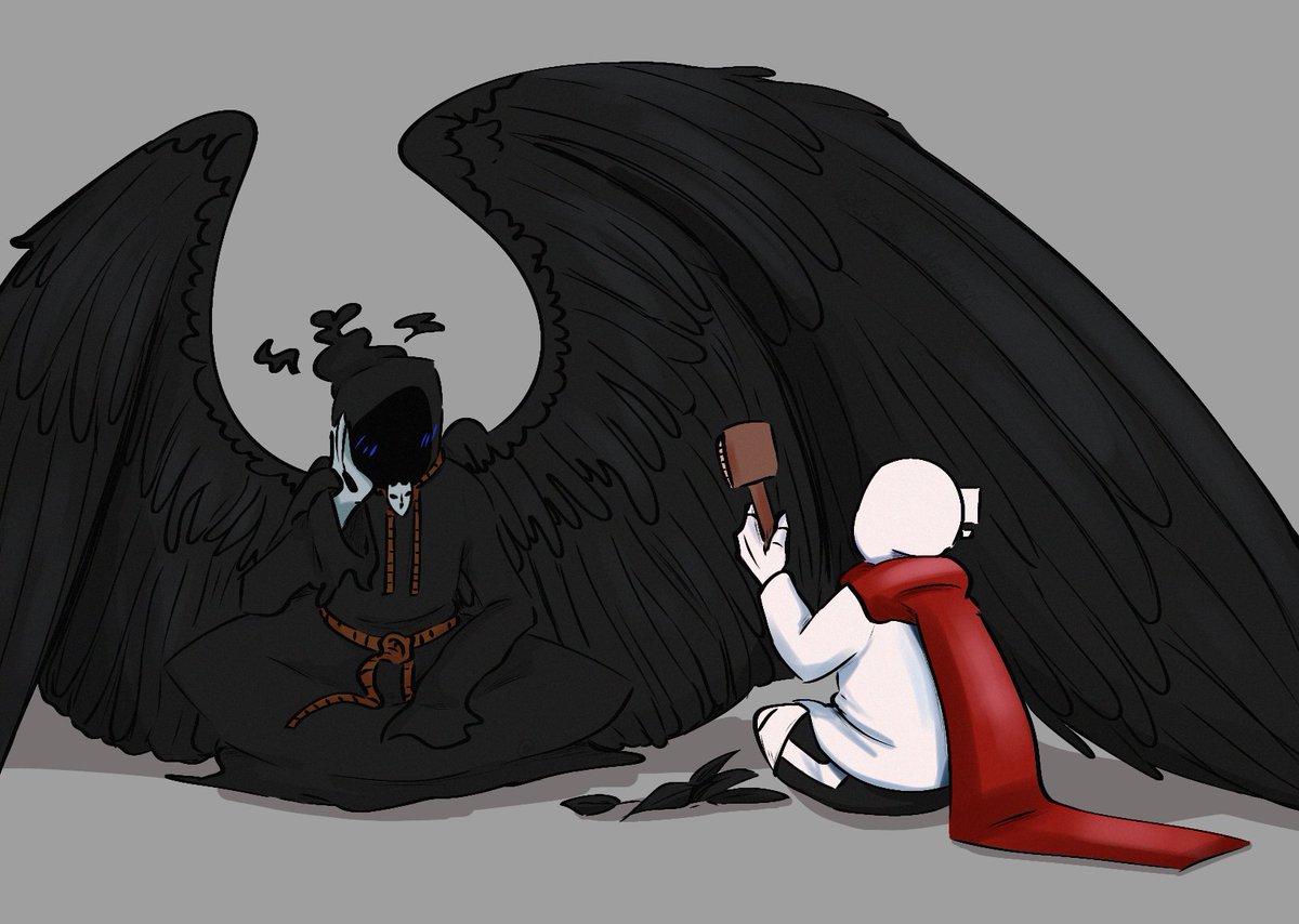 Cosmic_Meatloaf's tweet photo. Headcanon that Reaper intentionally neglects his wings because Geno likes preening them
#Afterdeath #ReaperSans #GenoSans https://t.co/USi8zwVdwo