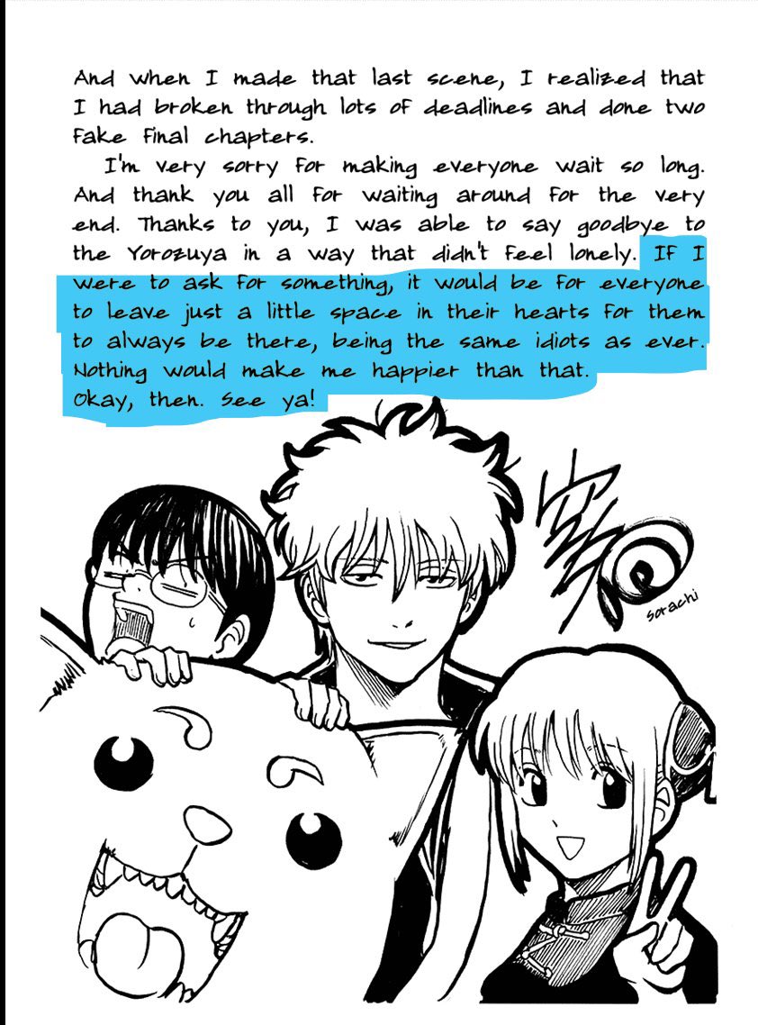 00mena93's tweet photo. "That's not how he is."

"Running back home towards the readers." 

"If I were to ask for something, it would be for everyone to leave just a little space in their hearts for them, to be always there, being the same idiots as ever."

He is always looking at us in the manga 😭 https://t.co/MchlNIHgeR