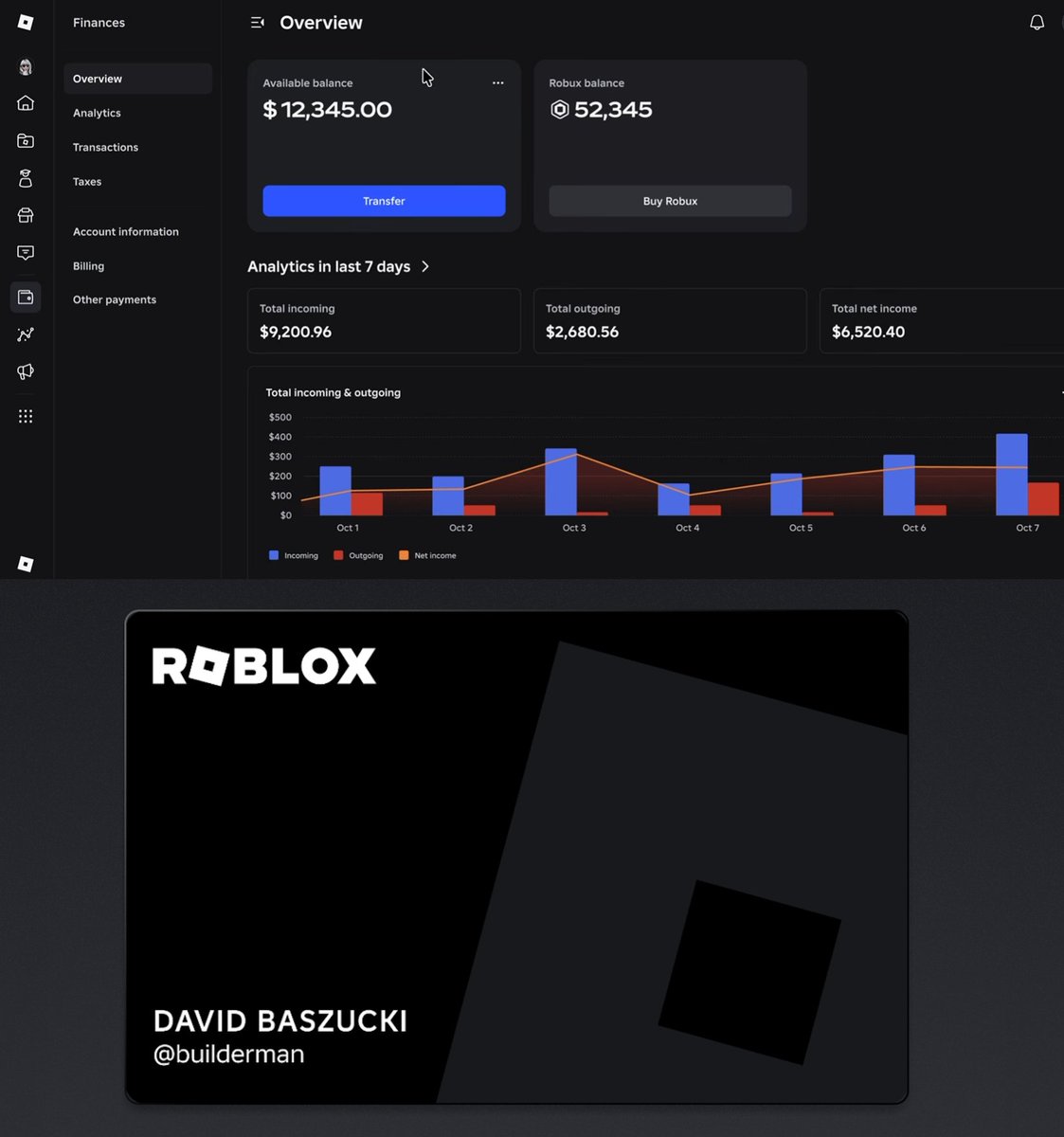 Rolimons's tweet photo. Roblox Wallet and Roblox Card are coming.

Starting December 2026, eligible US creators will be able to receive cleared earnings automatically in USD every business day through Roblox Wallet, without the monthly DevEx cooldown.

Roblox Card will begin rolling out in 2027.
https://t.co/nm2My6uw2J