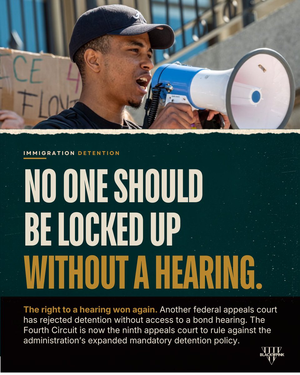 BLACKandPINKorg's tweet photo. The right to a hearing won again.

For Black &amp; Pink, this is bigger than one ruling. Whether it’s a jail, prison, or detention center, no one should be disappeared into a cage without the opportunity to be heard. #blackandpink #abolition https://t.co/XCwTdzi80m