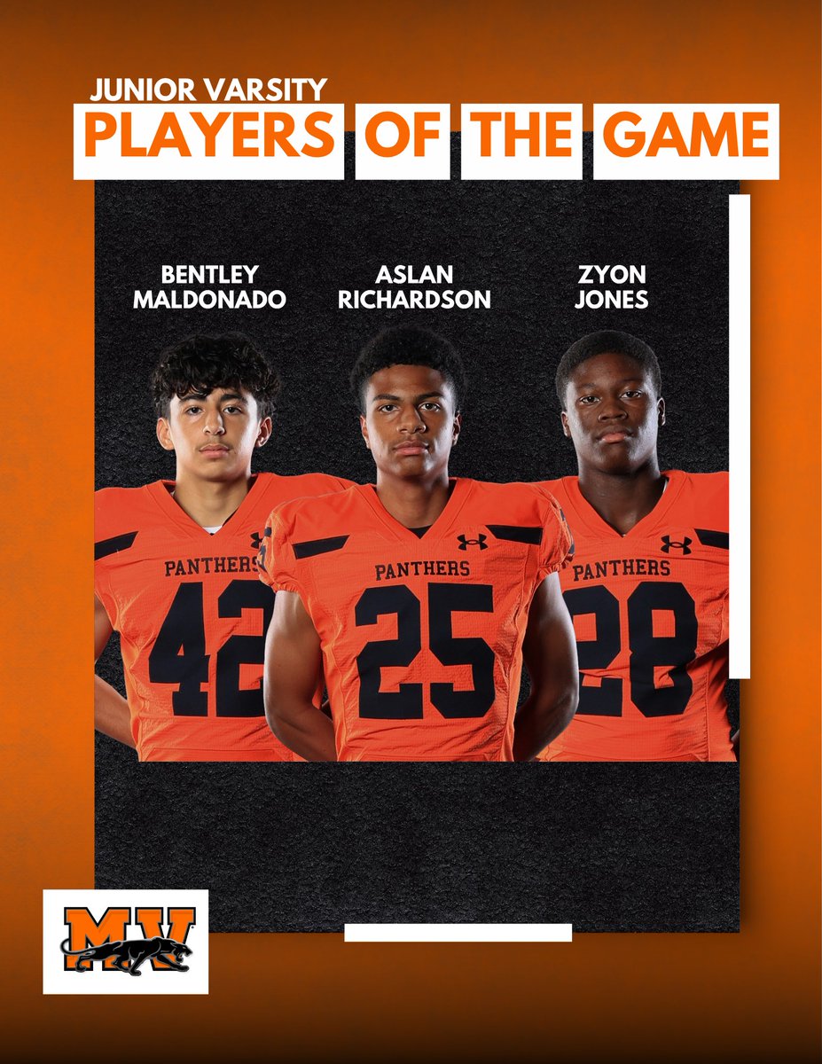 MVHSpanthersFB's tweet photo. A hard-fought night for our Panther JV and Freshman teams as we came up short last night. Proud of the way our guys battled and competed!

Congratulations to our Players of the Game!

#PantherTOUGH https://t.co/XcX9X1CEpC