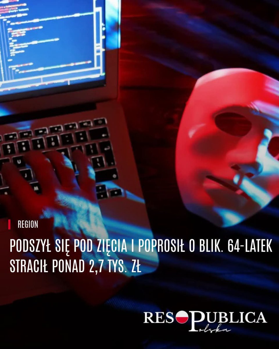 RespublicaTV's tweet photo. Podszył się pod zięcia i poprosił o BLIK. 64-latek stracił ponad 2,7 tys. zł 

64-letni mieszkaniec powiatu nyskiego otrzymał na Messengerze wiadomość od osoby, która podawała się za jego zięcia. Nie miał powodów, by podejrzewać, że za wiadomościami stoi ktoś inny.
Rzekomy zięć poprosił go o opłacenie zamówienia za pomocą kodu BLIK. Chodziło o około 900 zł. Mężczyzna wygenerował kod i zatwierdził transakcję.
Na tym jednak się nie skończyło. Chwilę później pojawiła się kolejna prośba. Tym razem oszust poprosił o płatność na kwotę bliską 1820 zł. 64-latek ponownie podał kod BLIK i zaakceptował transakcję.
Dopiero po pewnym czasie zorientował się, że coś jest nie tak. Skontaktował się ze swoim zięciem telefonicznie i wtedy wyszło na jaw, że wiadomości wcale nie pochodziły od niego.
Okazało się, że ktoś przejął konto zięcia na Messengerze. Oszust wykorzystał dostęp do profilu, aby w jego imieniu kontaktować się z rodziną i znajomymi oraz prosić ich o pieniądze.
Łącznie 64-letni mieszkaniec powiatu nyskiego stracił ponad 2700 zł.

#powiat #policja #kradzież #blik #RespublicaPolska #nysa