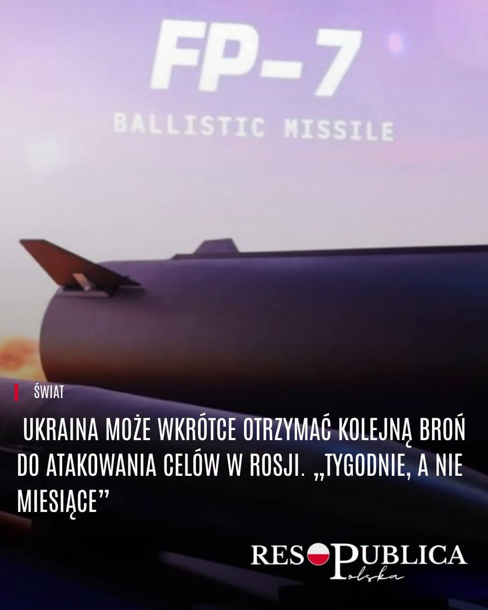RespublicaTV's tweet photo. Ukraina może wkrótce otrzymać kolejną broń do atakowania celów w Rosji. „Tygodnie, a nie miesiące”

Ukraina może już w najbliższych tygodniach rozpocząć użycie nowych taktycznych pocisków balistycznych FP-7. Informację przekazała Iryna Terech, dyrektor generalna firmy Fire Point, która odpowiada za opracowanie tej broni.
Według Terech pocisk FP-7 pomyślnie przeszedł dwa etapy testów i jest obecnie przygotowywany do zastosowania bojowego. Jak podkreśliła podczas targów zbrojeniowych w Kielcach, mowa jest o „tygodniach, a nie miesiącach”.
FP-7 ma zasięg do 200 km i może przenosić głowicę bojową o masie do 150 kg. Pocisk osiąga maksymalną prędkość około 1500 m na sekundę. Główny konstruktor Fire Point Denis Sztilerman porównuje go do amerykańskiego systemu ATACMS.
To jednak nie jedyna rakieta, nad którą pracuje ukraińska firma. FP-9 ma mieć zasięg nawet 850 km i obecnie przechodzi testy w locie. Ze względu na tak duży zasięg testowanie pocisku na terytorium Ukrainy nie jest możliwe. Kolejnym etapem może być więc jego wykorzystanie przeciwko celom znajdującym się w Rosji.
Już w czerwcu założyciel Fire Point zapowiadał, że ukraińskie pociski balistyczne dalekiego zasięgu mogą jesienią rozpocząć ataki na rosyjskie cele, w tym potencjalnie na Moskwę.
Rosja już reaguje na ukraińskie zapowiedzi. Władze Moskwy i obwodu moskiewskiego zaczęły informować mieszkańców o lokalizacji schronów przeciwbombowych oraz prowadzić ich remonty.
Jeśli zapowiedzi Fire Point się potwierdzą, Ukraina może wkrótce dysponować kolejnym narzędziem umożliwiającym rażenie celów znajdujących się na terytorium Rosji.

Link do artykułu w komentarzu.

#Ukraina #Świat #Rosja #Rakietybalistyczne #RespublicaPolska