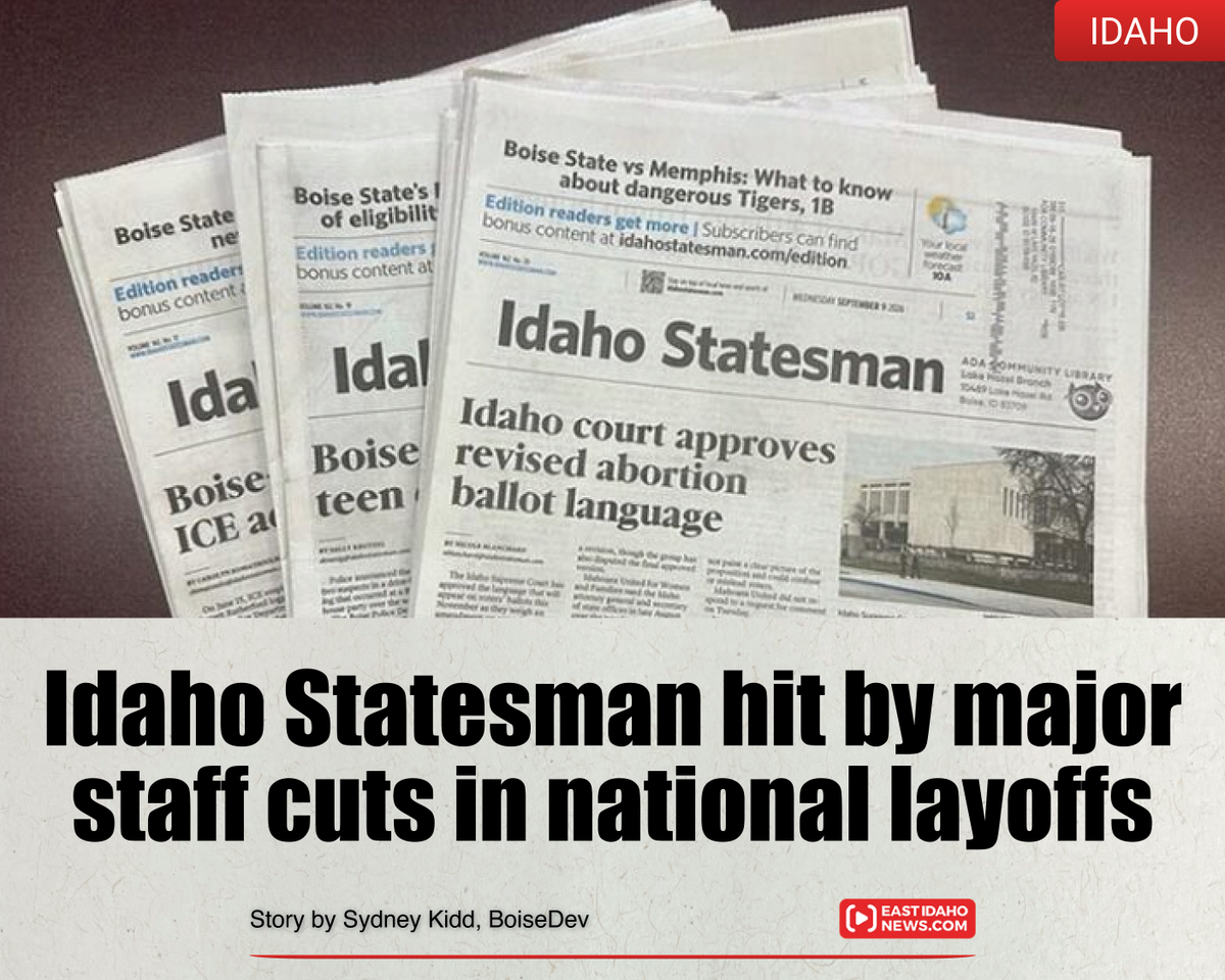 EastIDNews's tweet photo. At least 10 Idaho Statesman journalists have been laid off as part of sweeping job cuts by the newspaper’s parent company. The Statesman’s staff page lists 22 editorial employees. 📰
https://t.co/inrzKdD2hj
#BoiseDev #journalism https://t.co/yPGsgSucoP