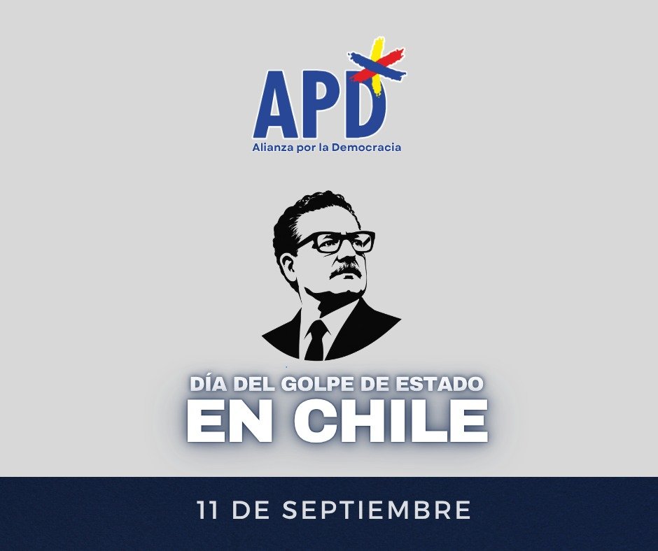 APD_web's tweet photo. A 53 años del golpe de Estado contra el gobierno constitucional de Salvador Allende, desde la APD honramos su memoria y reafirmamos nuestro compromiso con la democracia y el respeto irrestricto a los derechos humanos.

11 de septiembre: memoria, democracia y dignidad. https://t.co/G16RVawo5Z