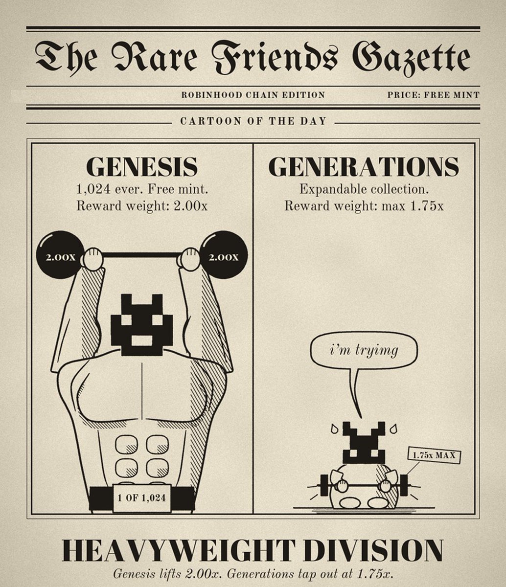 morphenvm's tweet photo. two @RareFriendsNFT memes made by me

both tails of the bell curve agree: the pet has stocks

heavyweight division: Genesis lifts 2.00x, Generations tap out at 1.75x

link - https://t.co/hSx2yqECLe https://t.co/PabEsfOMEB