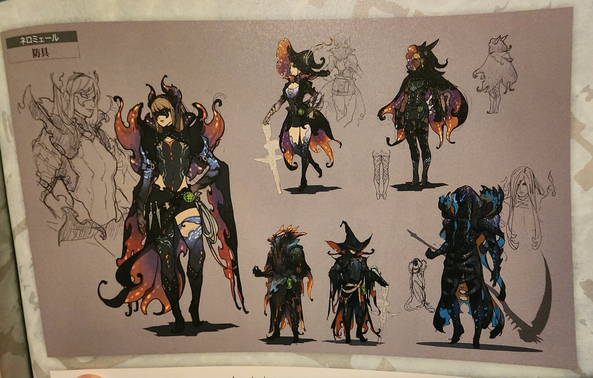 BannedDino's tweet photo. Monster Hunter Illustrations 3 only covers MH4 and MH4U, so no Namielle. 

However, the Iceborne Divebook does have sketches for Namielle's equipment:
Picture 1 - Early Namielle Armor Drafts
Picture 2 - Various design ideas for its Bow

Source
Dive to MHWI - pg. 432, 437 https://t.co/LVfUssqZLE