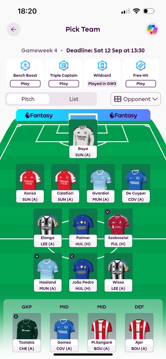 FootyFunction's tweet photo. Gw4 thoughts 
Stuck on who to start and who to bench , I believe Coventry will score against Brighton but I also think Bournemouth score against Brentford. What would you do ? https://t.co/AtPIgqImFE