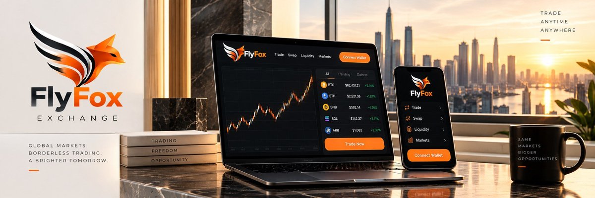 FlyFoxExchange's tweet photo. Markets don't need borders.

FlyFox is building a trading venue for crypto and tokenized-equity markets on Robinhood Chain — accessible from one terminal with transparent market, margin, and funding information.

Connect your wallet. Explore the markets. Trade when you're ready.

https://t.co/9AyXYsZqHu