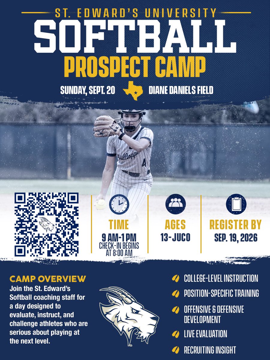 SEUSoftball's tweet photo. Come spend a weekend with us on the Hilltop! Next Saturday, September 19th, we take on Ranger College at 1pm, then come show your skills off September 20th at our prospect camp! Excited to see everyone out! https://t.co/bxsyDYn9HI