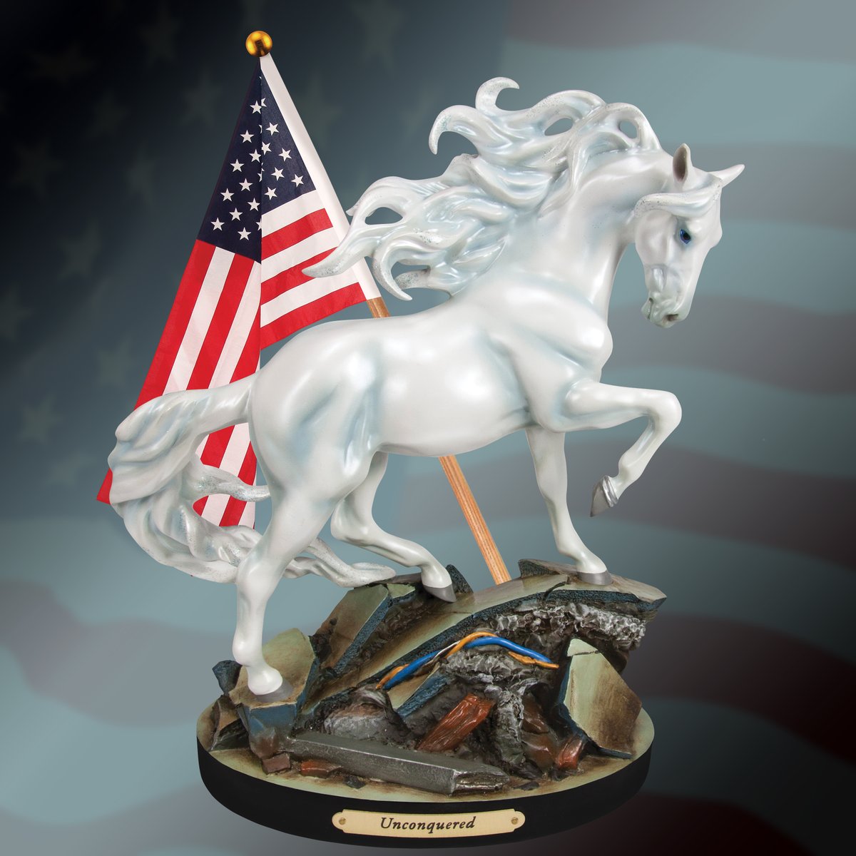 PaintedPonies's tweet photo. Today marks 25 years since 9/11/2001. We remember those lost on that tragic day, and the first responder heroes that rushed in to help without hesitation.

In 2016, The Trail of Painted Ponies released "Unconquered," a patriotic representation of the indomitable American Spirit. https://t.co/vFbJqa1G1W