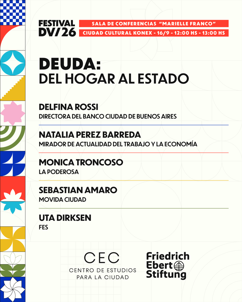 AsuntosDelSur's tweet photo. @camiperochena @zapatafederico @MatiasFBianchi @unsamoficial @RevSupernova_ DEUDA: del hogar al Estado

📍 Sala Marielle Franco
🕐 12:00–13:00 h
https://t.co/hFPk5Ysmul https://t.co/7GkgWXfpCl