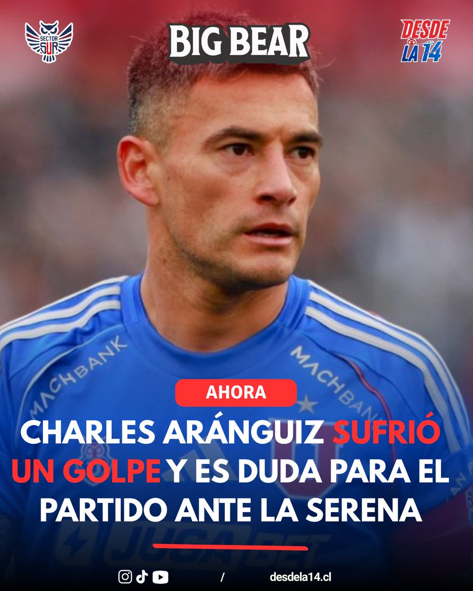 desdela14's tweet photo. 🔵🔴 DESDE LA 14 | ¡CHARLES PRENDIÓ LA ALARMA! 🚨

🏥 Según @Cooperativa, El Príncipe sufrió un golpe en el entrenamiento y será evaluado para saber si llega ante Los Granates

🔄 Si es baja, Poblete ocuparía su lugar.

💬 ¿Cuánto pierde la U sin Charles?

#UdeChile #VamosLaU https://t.co/tQRp9L5hdV
