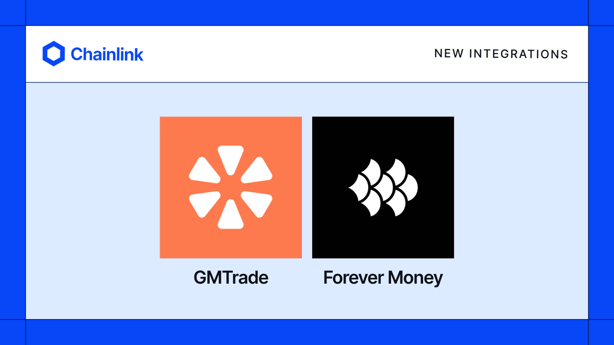 chainlink's tweet photo. TODAY: New Chainlink integrations ↓

• @forevermoney_ai: CCIP to expand 1:1 native TAO to Robinhood Chain
• @gmtrade_xyz: Data Streams to power 24/7 commodity markets

LINK everything. https://t.co/TwQSm15MbL