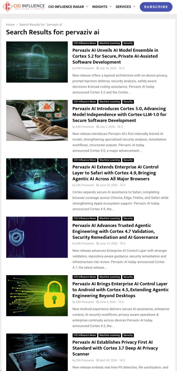AnoopJaishankar's tweet photo. We're building the future at #PervazivAI. Thanks to
@CIOInfluence for the coverage and PRs. 

More articles here: https://t.co/joMhAOPlIc https://t.co/O1PWWLLuTm