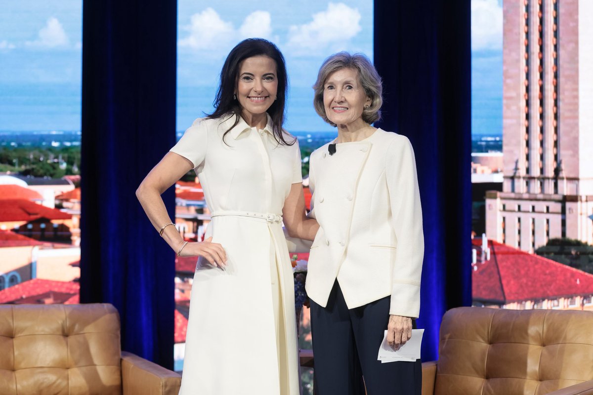 DinaPowellMcC's tweet photo. It was a pleasure to be back at my alma mater @UTAustin for the @KBHEnergyCenter Symposium. 

When I was waitressing my way through college, @kaybaileyhutch gave me my first internship and she’s since served as a lifelong mentor and friend. We had a great conversation about @Meta’s infrastructure investments in Texas.
#HookEm🤘