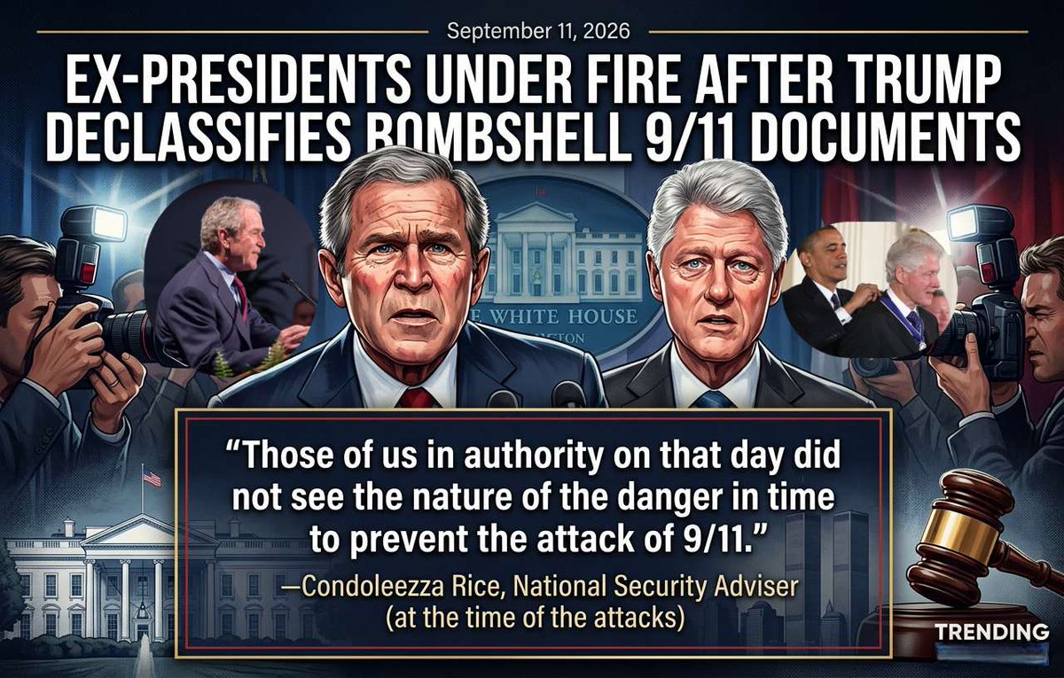 DiamondandSilk's tweet photo. 📷 BOMBSHELL: Newly declassified 9/11 documents reveal both the Clinton and Bush administrations received repeated warnings about Al Qaeda before the attacks. Former NSA Condoleezza Rice admits: "We did not see the nature of the danger in time..."
#Declassified #911Anniversary #TrendingPolitics #BreakingNews #HistoryRevealed
