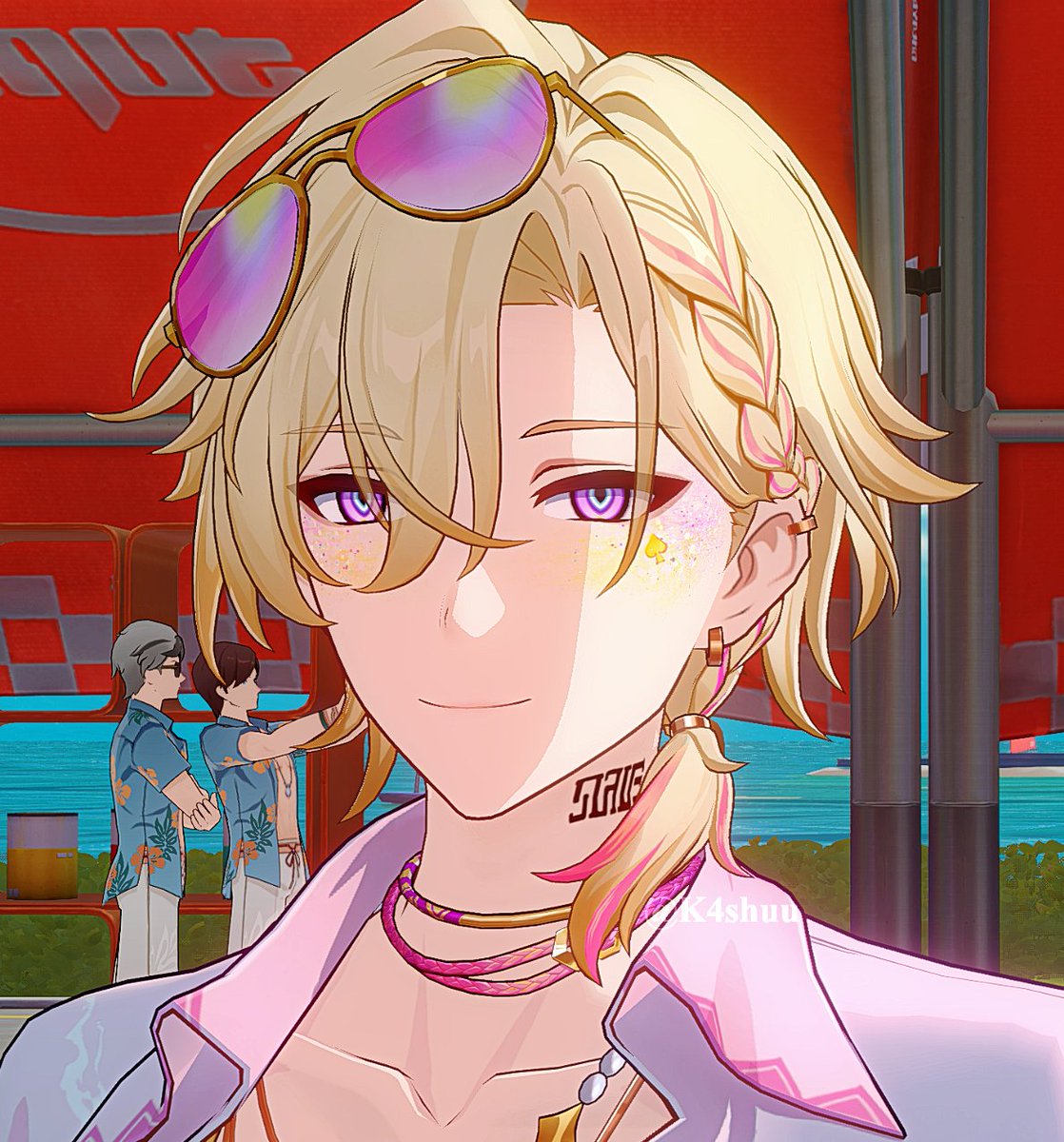 K4shuu's tweet photo. I made him pink once, I *had* to make him pink twice.
He's back, and he's PINKER THAN EVER.

Aventurine PinkFlair is officially released into the wild!

link in the comments, you can already find it on gamebanana https://t.co/rcwA22iAlg