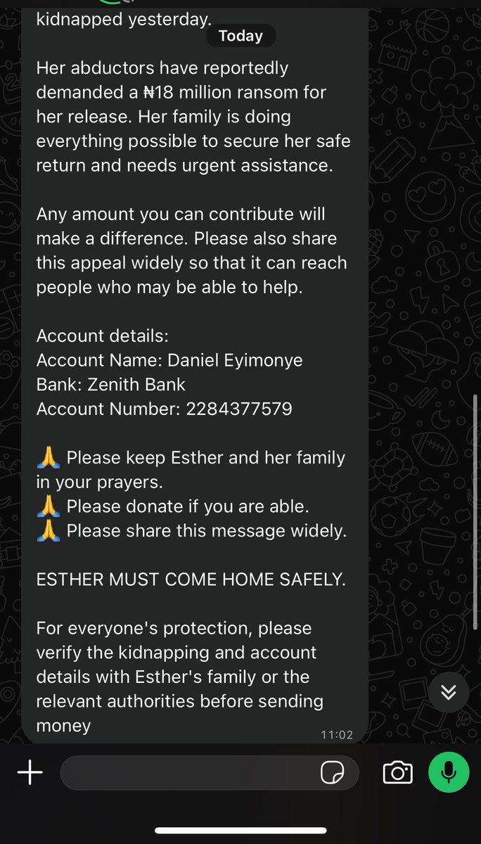 Jeff_Okhai's tweet photo. Imagine leaving your house in the morning and not coming back because you were kidnapped 💔

18 million in this economy?

Please Rt 🙏
Someone could help https://t.co/oIcOoAFlpe