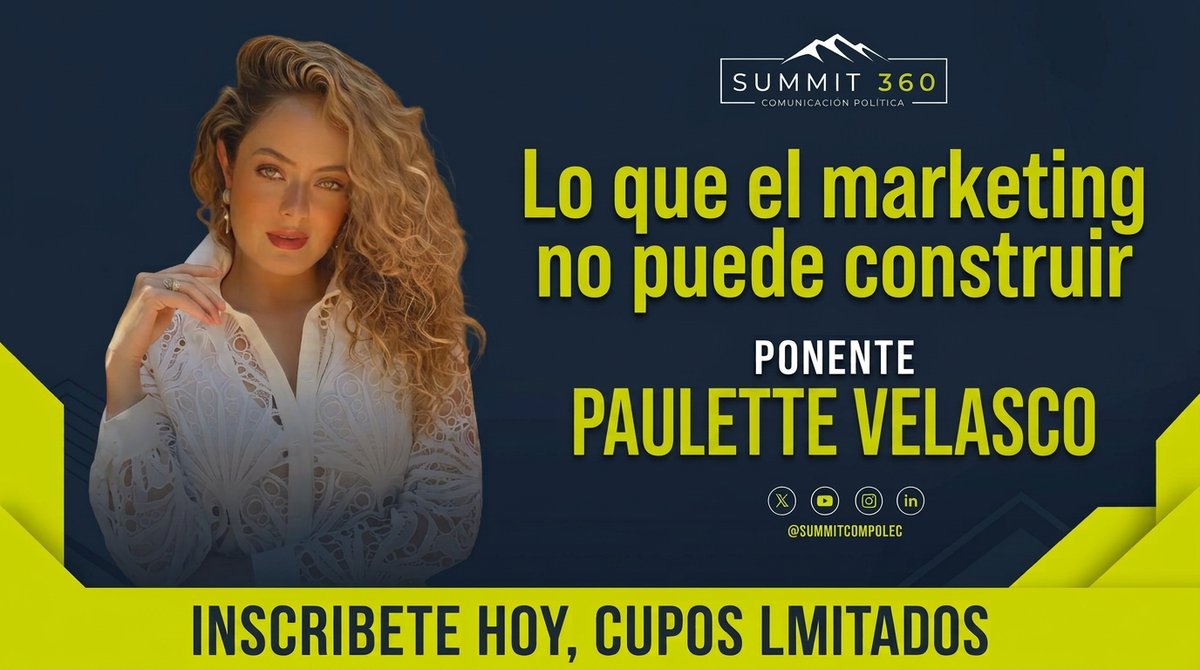 SummitComPolEc's tweet photo. Lo que el #marketing puede construir 🤖📷 

Descúbrelo junto a #PaulletteVelasco en el #Summit360.  

📷 Inscríbete ahora: https://t.co/zjNfcB5uOO 
#SummitCompolec #ComunicaciónPolítica https://t.co/WCt61zvuS1