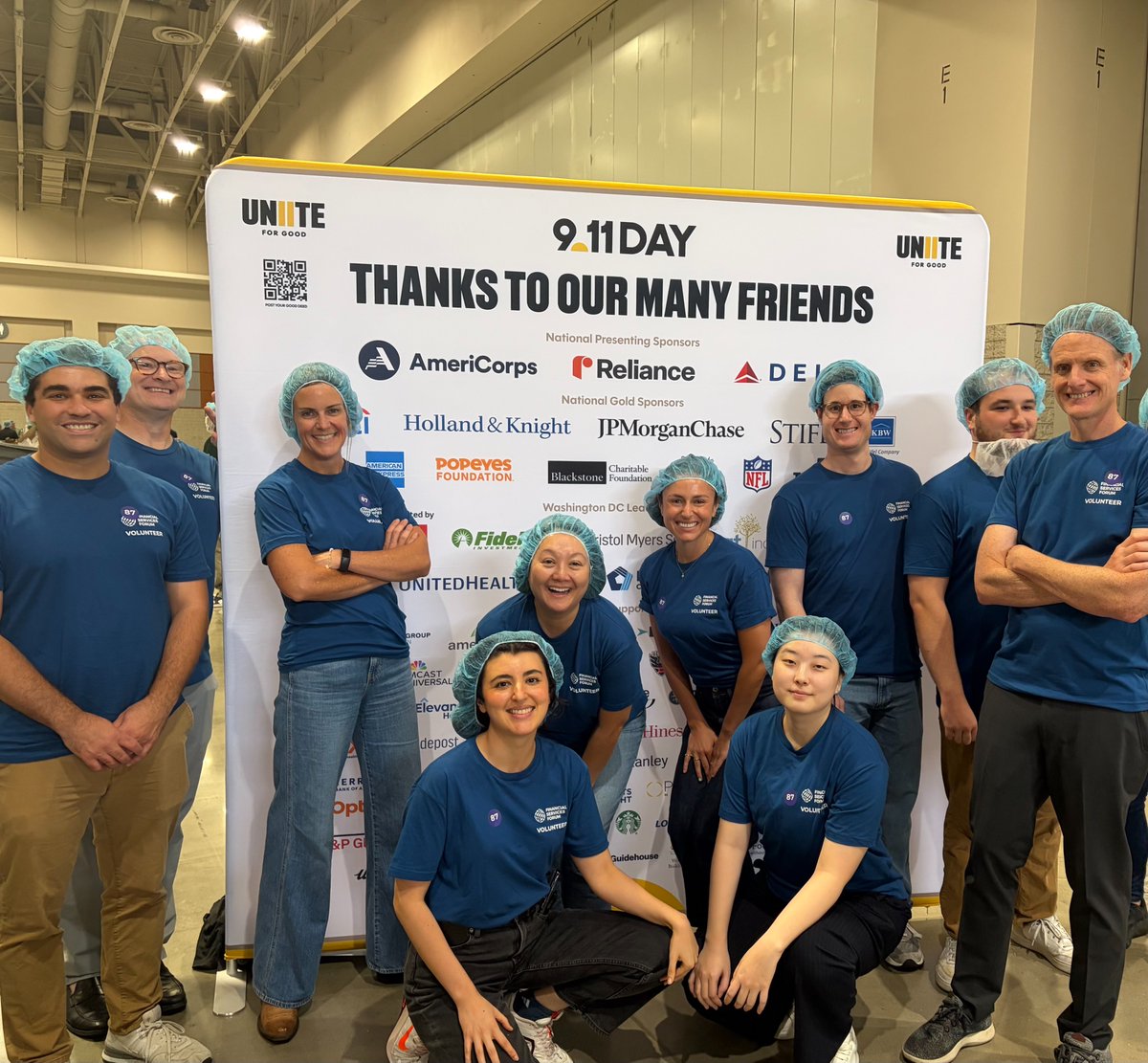 FSForumCEO's tweet photo. Today, we remember the lives lost on September 11 and honor all who stepped forward to serve. Grateful to join my @FSForum colleagues and @911Day to #UNITEforGood by packing meals for neighbors facing food insecurity. We will never forget. https://t.co/dTCHGSCqI0