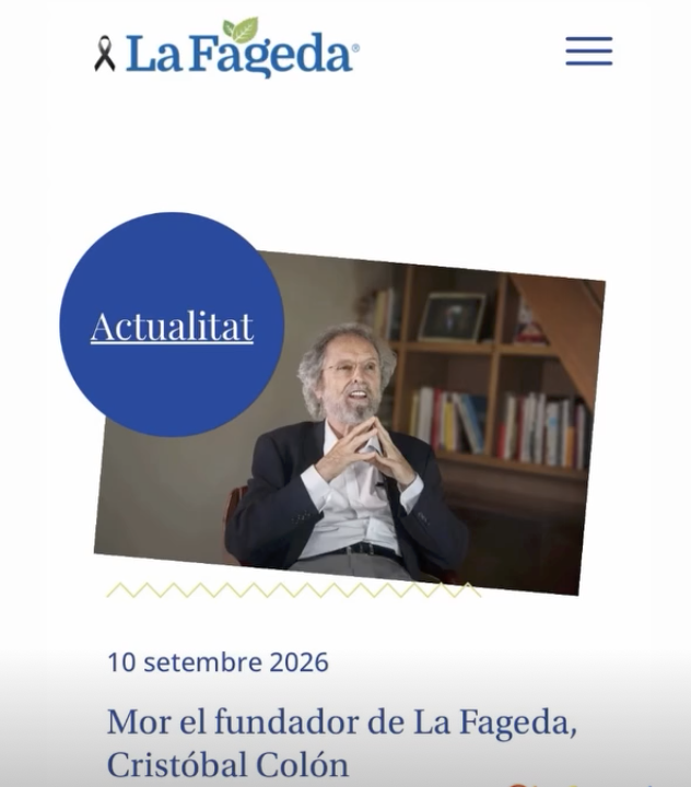 LADD_info's tweet photo. Cristóbal Colón creia fermament que totes les persones s'han de sentir útils, valorades i protagonistes de la seva pròpia vida. 
No només ho va dir: ho va demostrar creant una empresa amb propòsit i valors, @fageda 
D.E.P. 🖤

#discapacitat #innovació https://t.co/l6Y7jpxy3e
