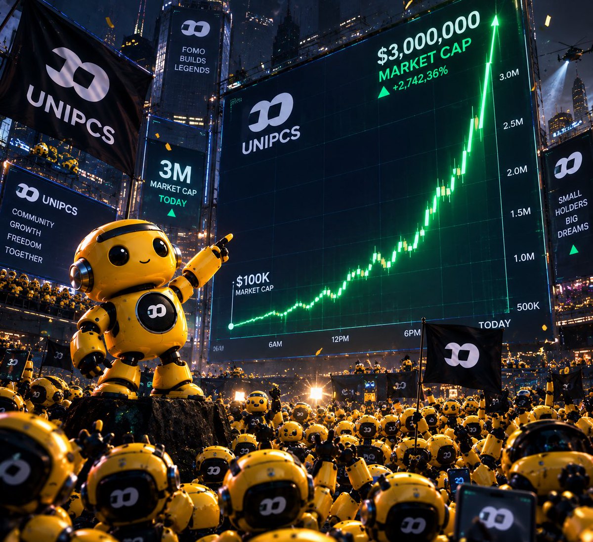 UNIPCSCOIN's tweet photo. Very bullish for $UNIPCS TODAY 

I warned you at 180k mc to get in and now I’m going to warn you at 1.3m mc to get in when you can 

@brezscales and @Quanterty are getting getting some https://t.co/CzTEF2mFtB