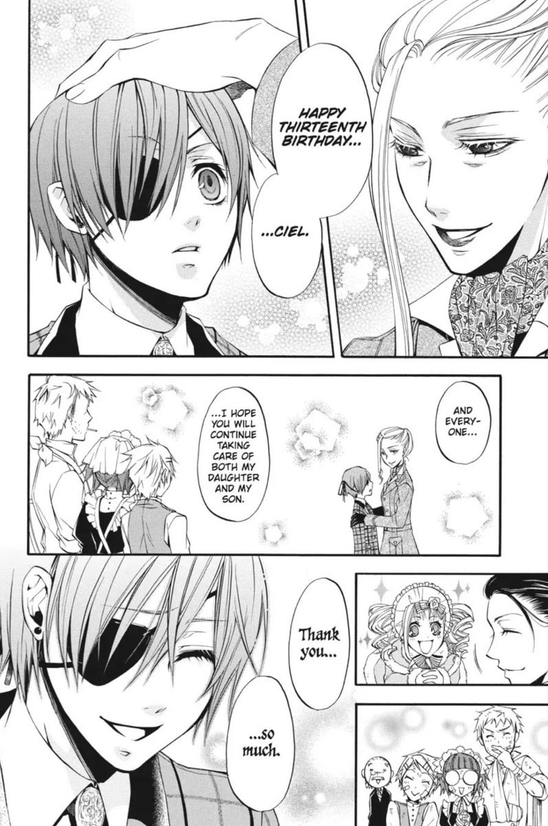 funtomhived's tweet photo. it’s actually crazy that o!ciel turned 13 in ch 14 so in kuro timeline, everything that had happened until ch 228 only transpired within a year (but 19 years in manga’s serialization) 

his next birthday is coming soon, and it would be another tragedy with his twin brother… https://t.co/4MSkA2EywR
