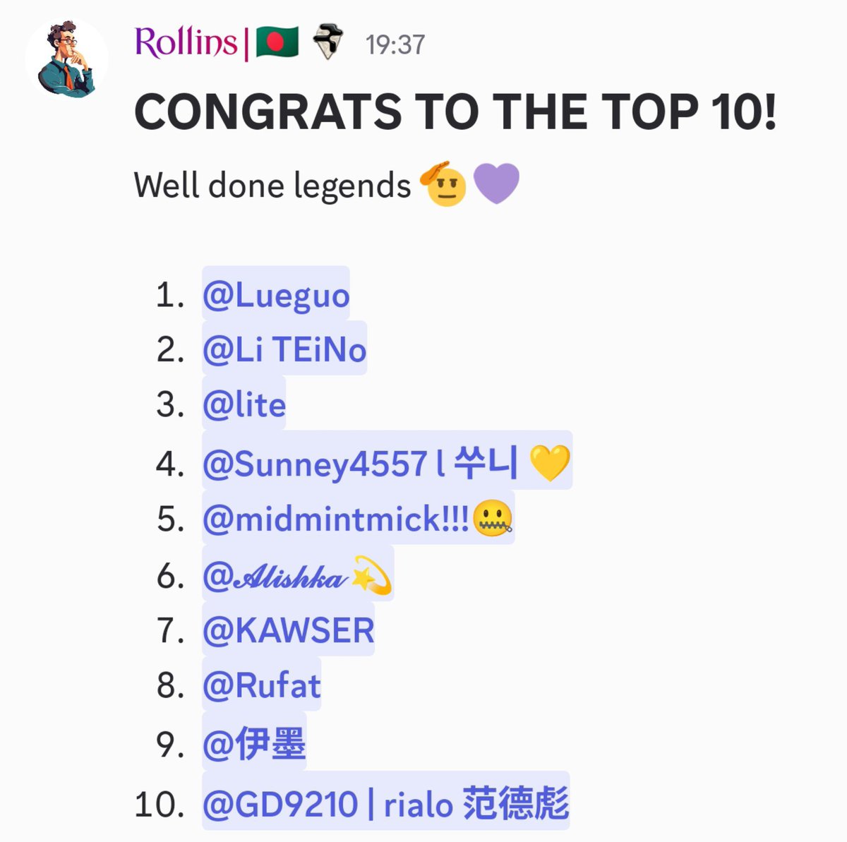 HDlolo0's tweet photo. GRialo 

Big applause to this week’s Top 10..

Your dedication and continued presence clearly made an impact. Every contribution helped strengthen the community..

Congratulations to everyone who made the list ..keep the momentum going. https://t.co/LWFGzDMTHY